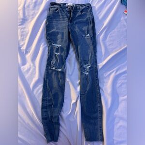 Hollister Blue Skinny Jeans Distressed Denim